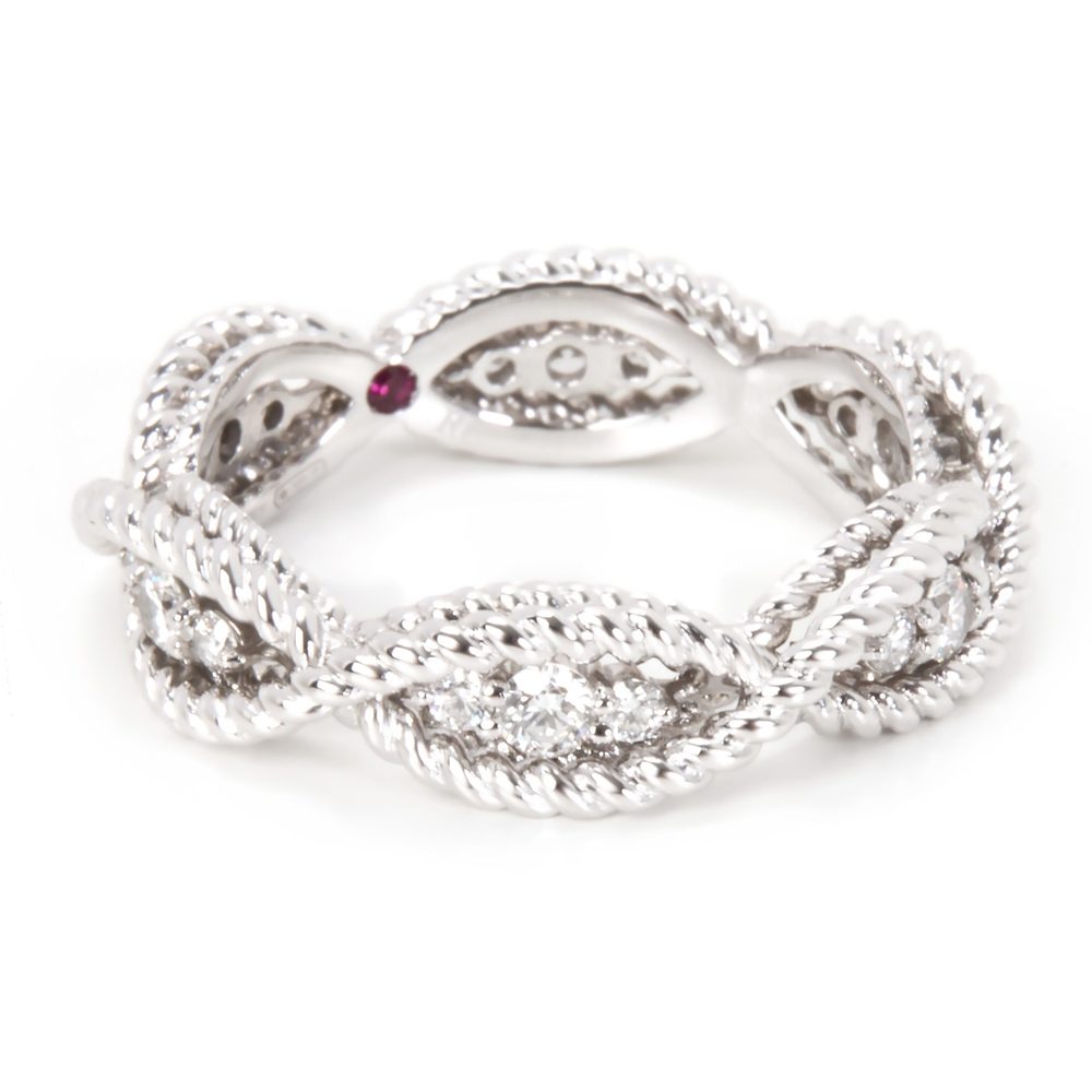 Roberto Coin Barocco Braided Ring in 18K White Gold (0.30 CTW)